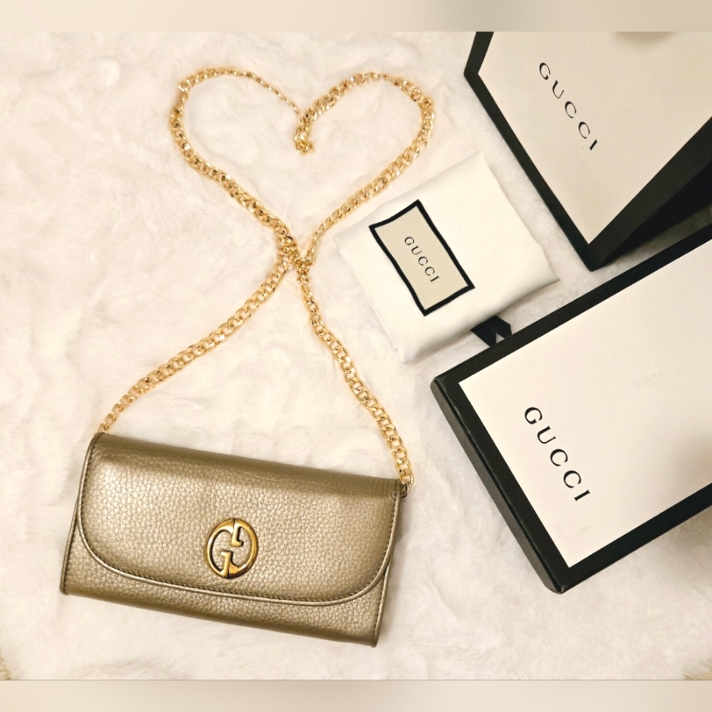 Gucci Metallic Cellarius Calfskin 1973 Continental Wallet - Picture 2 of 16
